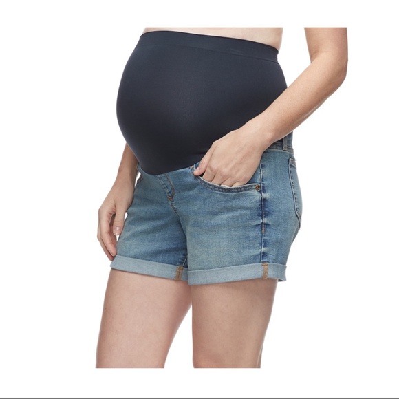 a:glow Pants - Maternity Full Belly Panel Boyfriend Jean Shorts
